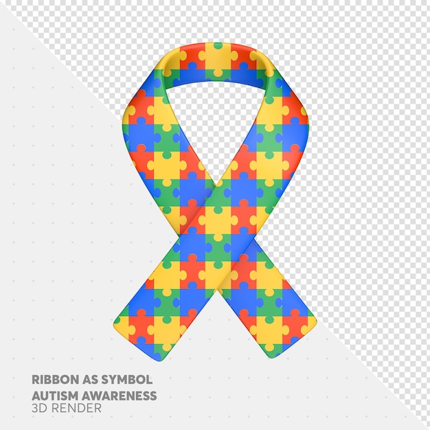 Fita de quebra-cabeça de cetim colorida como símbolo de conscientização sobre o autismo