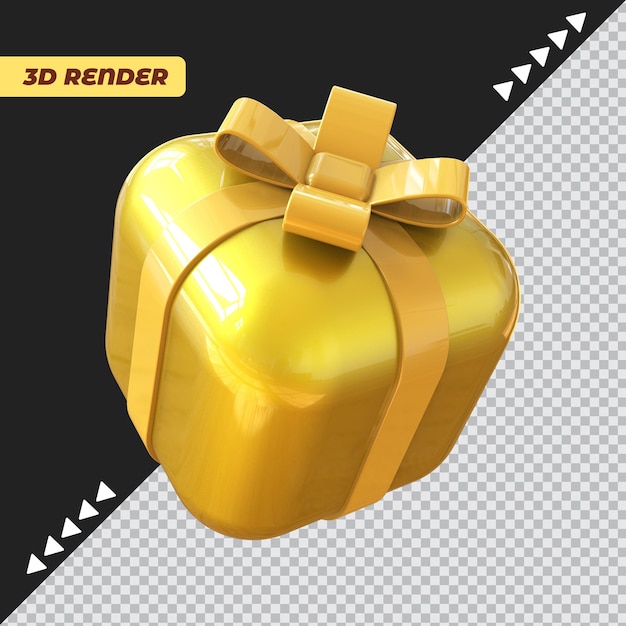 PSD fita dourada embrulhada em caixa de presente 3d