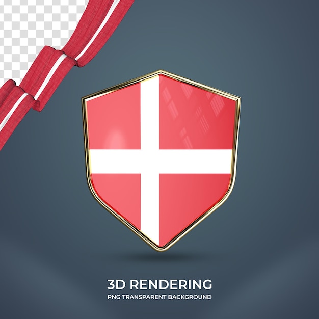 Fita realista com fundo transparente de renderização 3d da bandeira da dinamarca