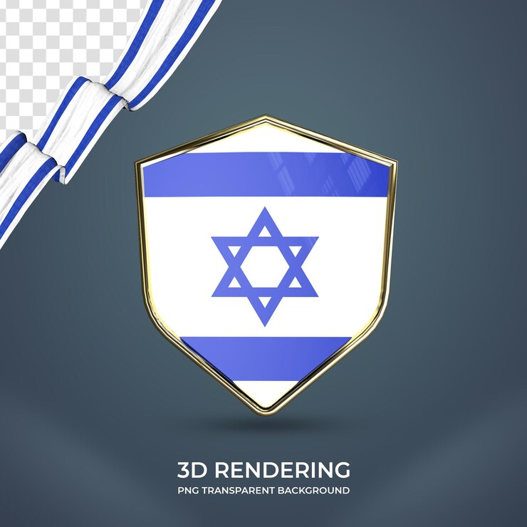 PSD fita realista com fundo transparente de renderização 3d da bandeira de israel
