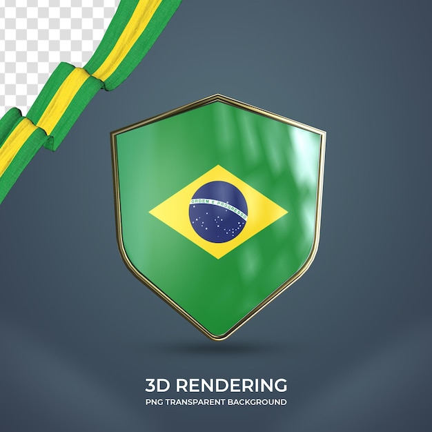 PSD fita realista com fundo transparente de renderização 3d da bandeira do brasil
