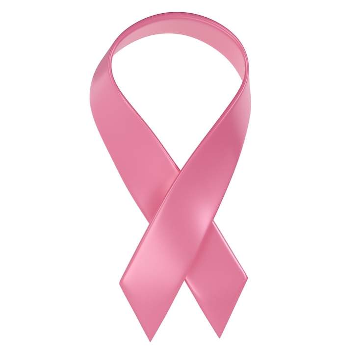 PSD fita rosa ícone 3d no mês de conscientização do câncer de mama símbolo de ilustração médica