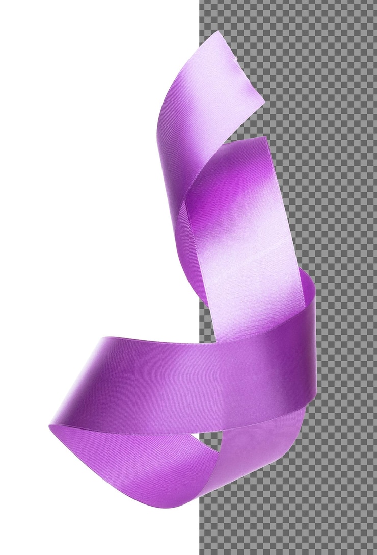 PSD fita roxa violeta longa e reta voar no ar com rolo curvo brilhante fita roxa roxa para presente presente festa de aniversário para envolver decorar e fazer longa e reta fundo branco isolado