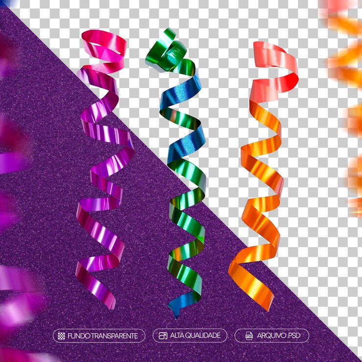PSD fitas de curling coloridas