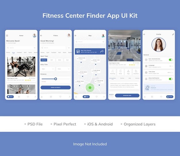 Fitness center finder app ui-kit