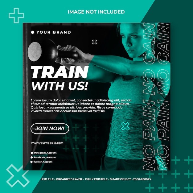 Fitness e palestra Social Media o modello di banner quadrato
