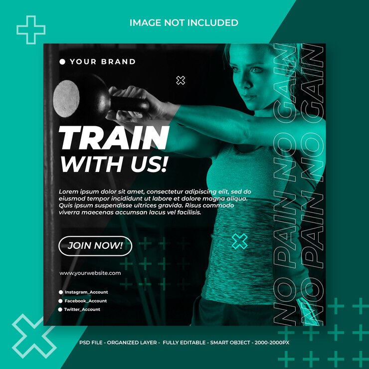 Fitness e palestra Social Media o modello di banner quadrato
