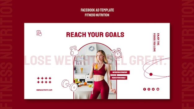 PSD fitness-ernährungsvorlage im flachen design