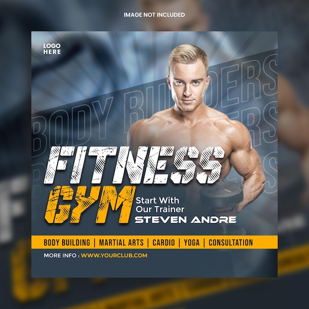 Fitness-fitnessstudio-flyer-social-media-post mit webbanner