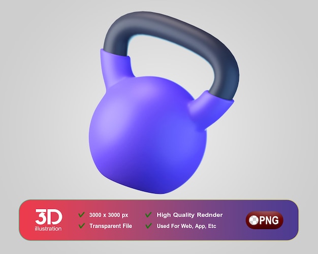 PSD fitness y gimnasio iconos 3d kettlebell