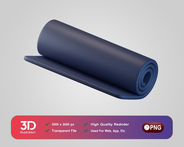 PSD fitness y gimnasio iconos 3d yoga matt