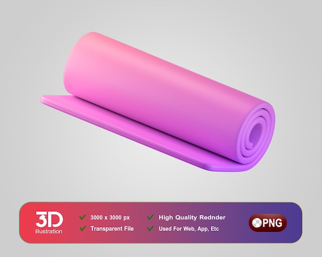 PSD fitness y gimnasio iconos 3d yoga matt