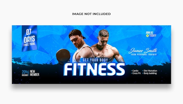 PSD fitness ginásio treinamento capa do facebook e web banner template premium psd