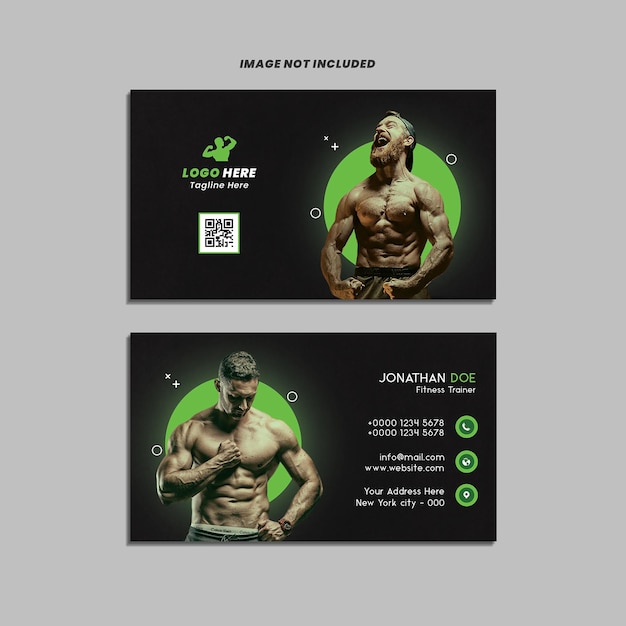 PSD fitness gym diseño de tarjeta de visita plantilla psd