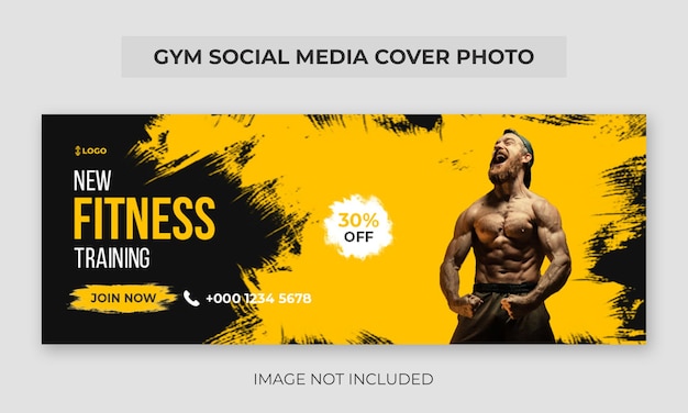 PSD fitness gym formation facebook cover photo template gym agency social media timeline web banner