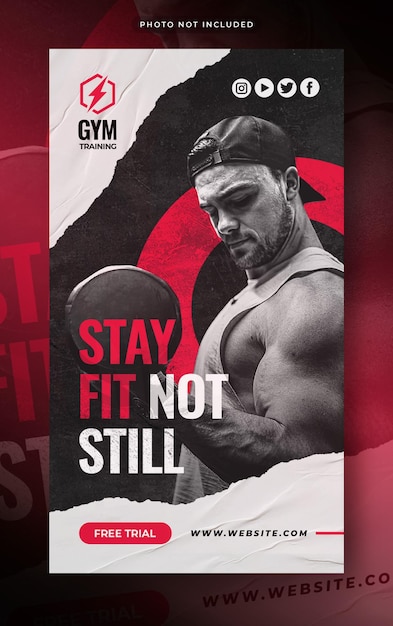 Fitness gym instagram story social media post web banner