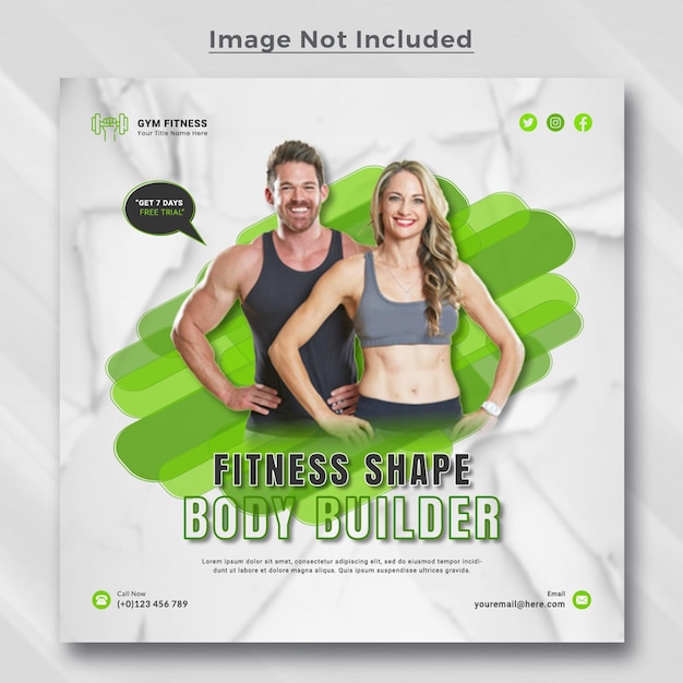 PSD fitness gym social media post banner