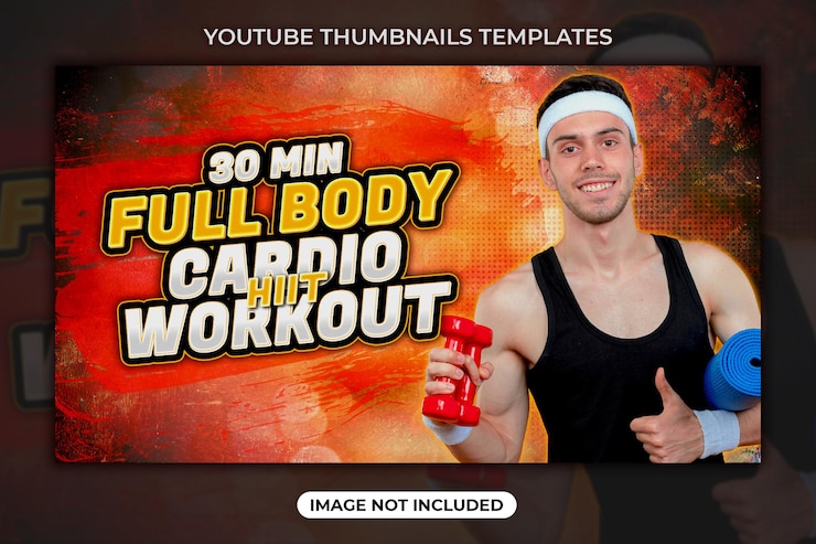 PSD fitness gym youtube vidéo miniature conception de modèle de bannière web