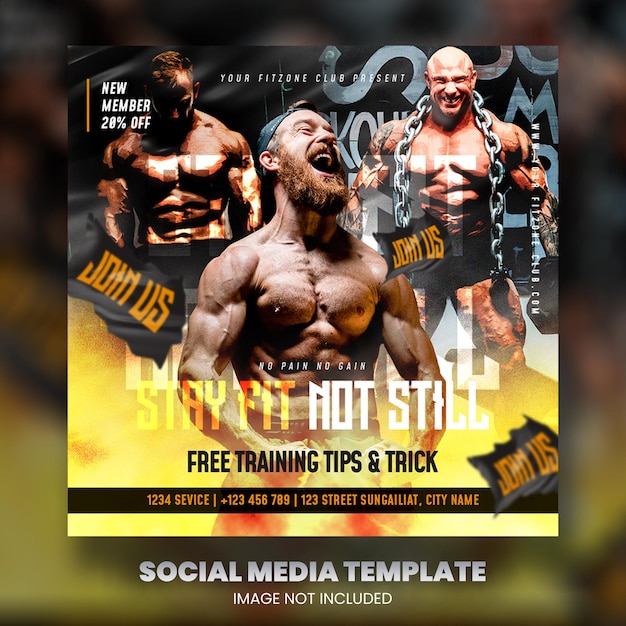 PSD fitness instagram fitness-studio social-media-post-vorlage premium psd