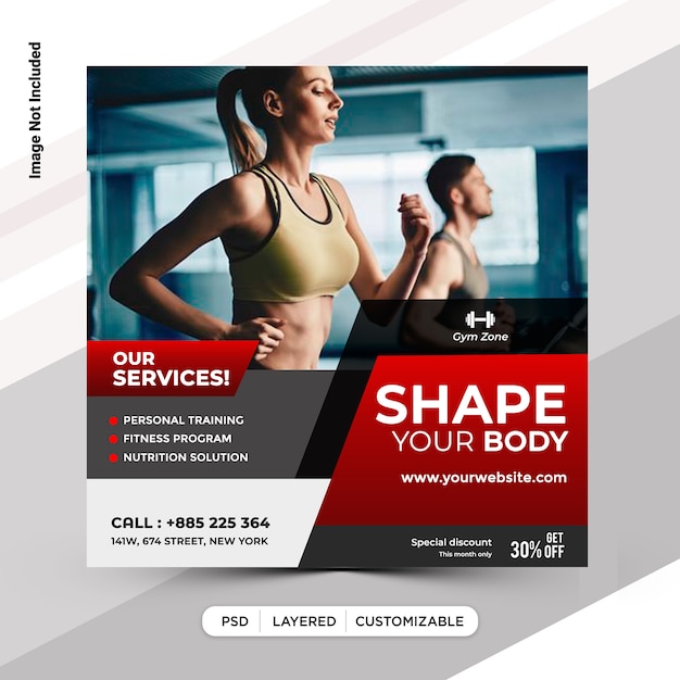 PSD fitness instagram post template design