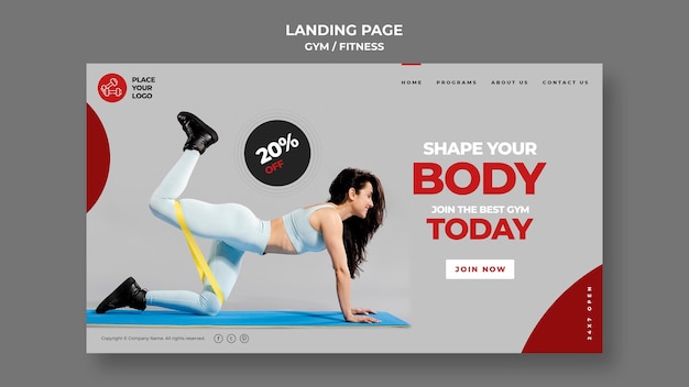 PSD fitness-konzept landingpage-vorlage