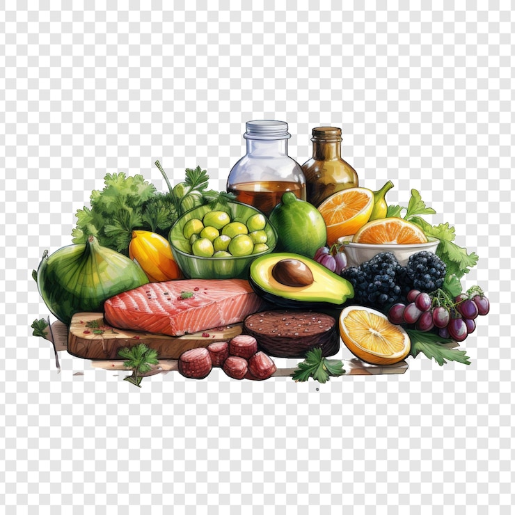PSD fitness-lebensmittel isolierter stil png mit weißem hintergrund generative ia