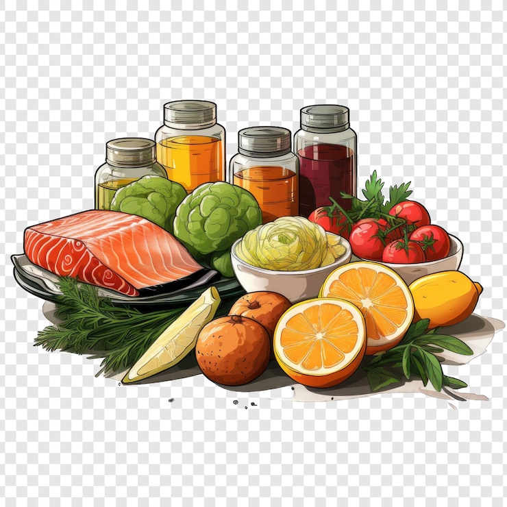 PSD fitness-lebensmittel isolierter stil png mit weißem hintergrund generative ia