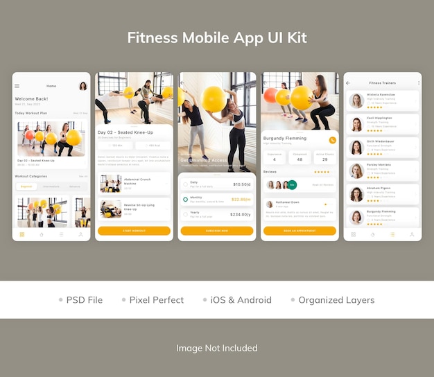 PSD fitness mobile app ui-kit