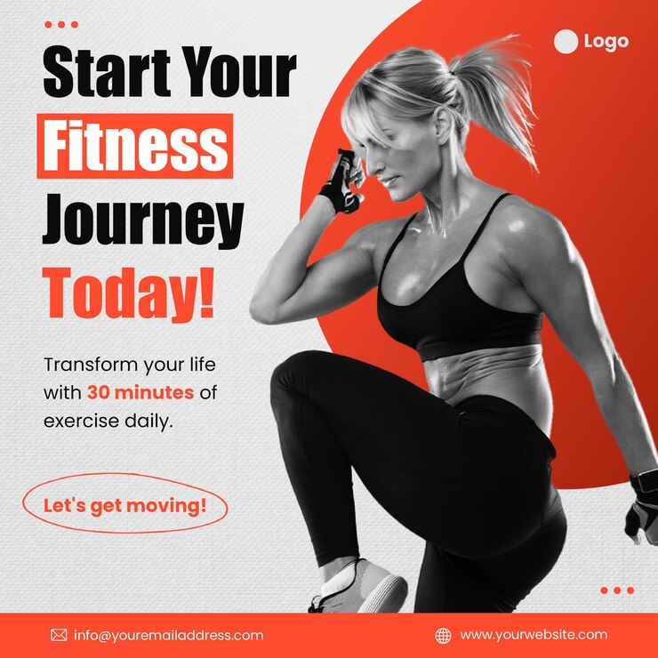 PSD fitness motivation social media banner