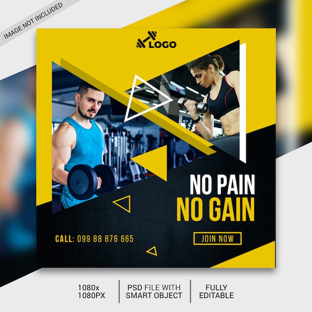 PSD fitness quadratische flyer vorlage oder instagram post