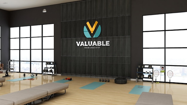 Fitness-studio-logo-modell in modernem holz-fitnessstudio-design-interieur