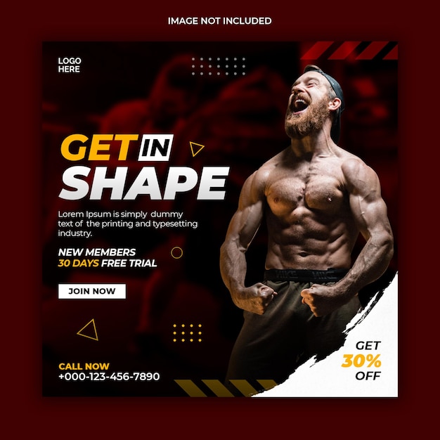 Fitness-studio social-media-post-banner oder quadratische flyer-vorlage