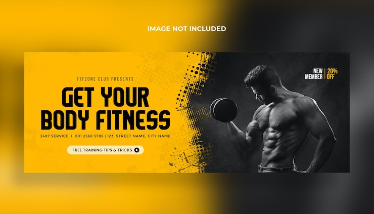 PSD fitness-studio-training facebook-cover und web-banner-psd-vorlage
