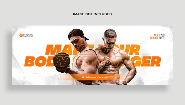 Fitness-studio-training facebook-cover und web-banner-vorlage premium psd