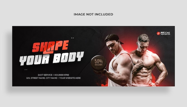 Fitness-studio-training facebook-cover und web-banner-vorlage