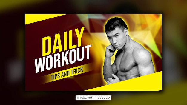 Fitness-Studio-Training kreatives Youtube-Thumbnail-Design und Web-Banner-Design