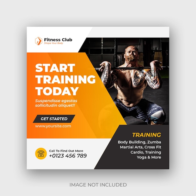Fitness-Studio und Fitness-Instagram-Banner oder Social-Media-Post-Vorlage