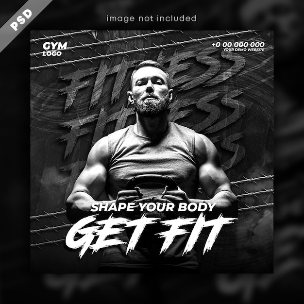 Fitness-Studio-Workout-Flyer Social Media Banner-Post-Vorlage