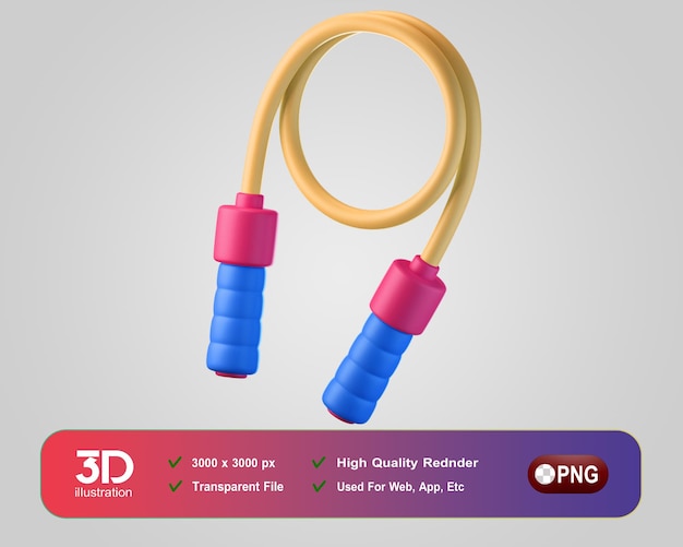 Fitness und Fitnessstudio 3D-Symbole Springseil