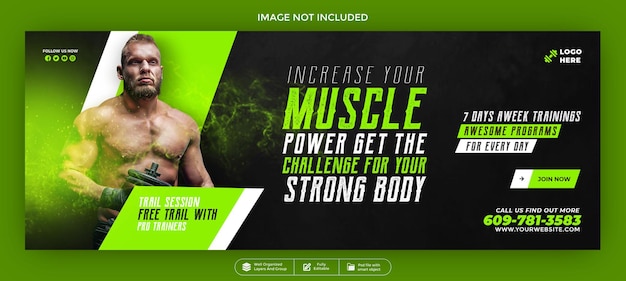 Fitness- und Fitnessstudio-Banner-Design auf dem Facebook-Cover