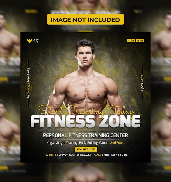 Fitness- und Trainingszonen-Flyer Social-Media-Beitragsvorlage