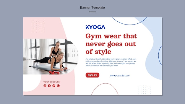 Fitness wellness horizontale bannervorlage