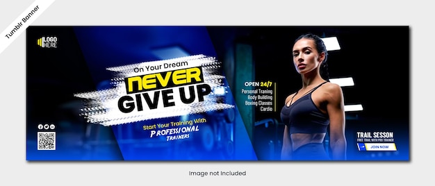 Fitnessstudio tumblr banner anzeigen design psd vorlage