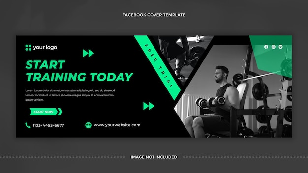 Fitnessstudio und Fitness Facebook-Cover-Design-Vorlage