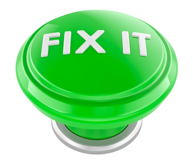FIX IT Rendering 3D del botón de empuje aislado en un fondo transparente