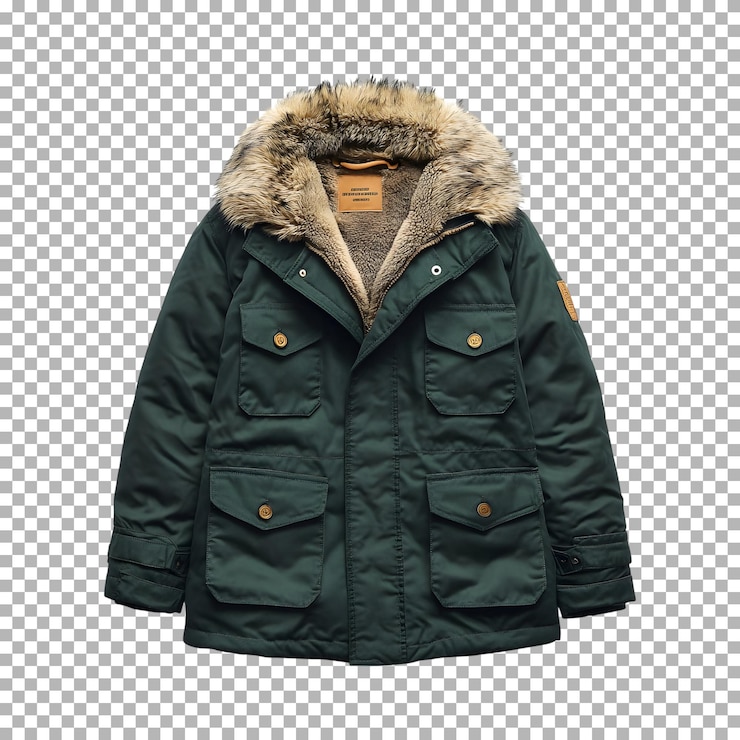 PSD fjllrven kids parka isolated on transparent background