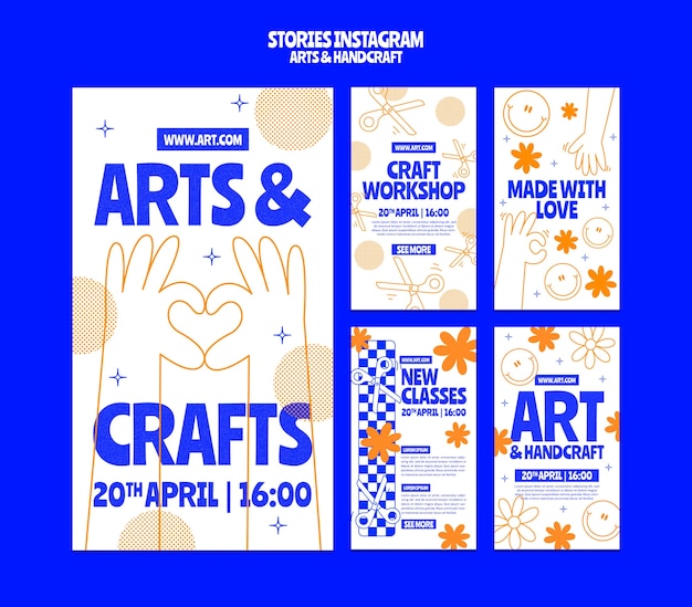 Flachdesign-Künste und Handwerk Instagram-Geschichten.