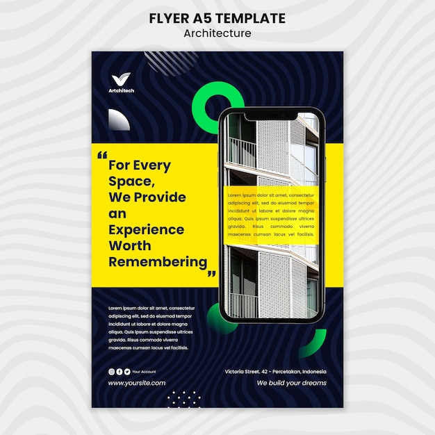 PSD flache design-architektur-flyer-vorlage