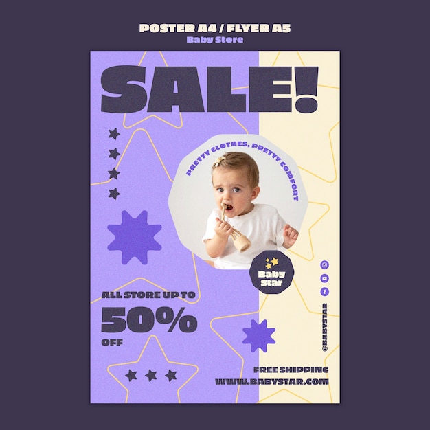 PSD flache design-baby-shop-vorlage