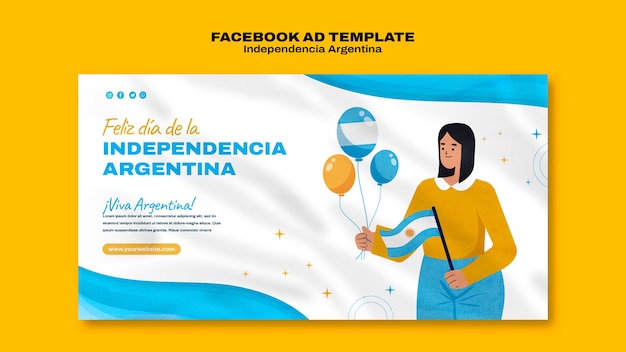 Flache Design-Facebook-Vorlage für den 9. Juli